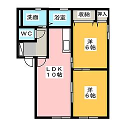 グレース竜洋 2LDKの間取図画像