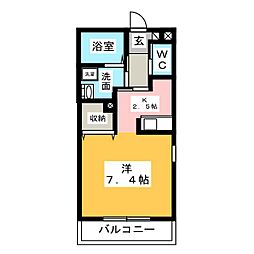 ホワイトフローリッシュ ワンルームの間取図画像