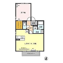 リビングタウン明ケ島A 1LDKの間取図画像