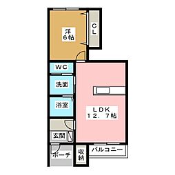 フレスコ天神 1LDKの間取図画像