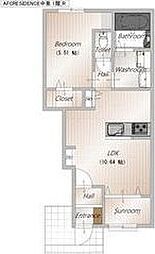 AFC RESIDENCE 中泉 1LDKの間取図画像