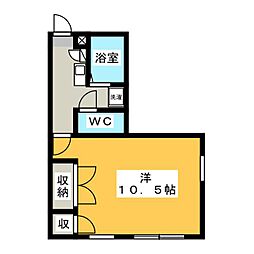 花梨 1Kの間取図画像