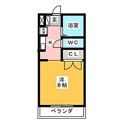 コスモス24 1Kの間取図画像