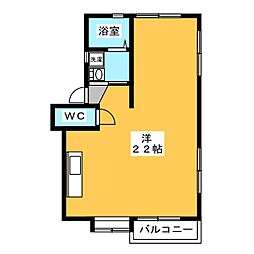 エスポワヒルズ ワンルームの間取図画像