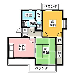 マンションKM-1 2DKの間取図画像