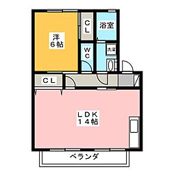 スカイハイツC 1LDKの間取図画像