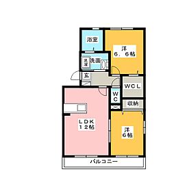 リヴェール 2LDKの間取図画像