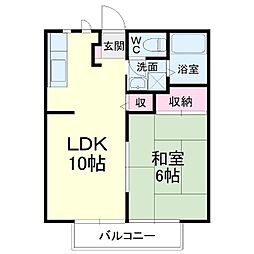 サンライフフジ2 1LDKの間取図画像
