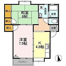 アーバンスプリング 2DKの間取図画像