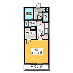 ラ・メール1 1Kの間取図画像