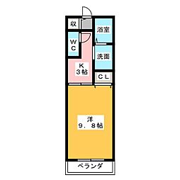 フェアリーヒルズヒビキ 1Kの間取図画像