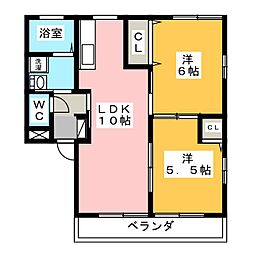 サンモール 2LDKの間取図画像