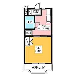 リバーハイツ今之浦2 1DKの間取図画像