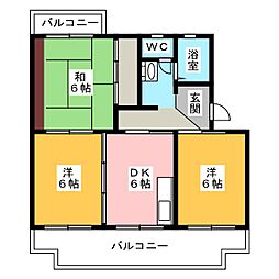 アルテハイムK 3DKの間取図画像