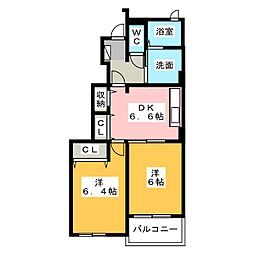 ベルオーブ1 2DKの間取図画像