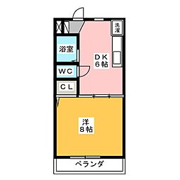 ロイヤルシティ豊田B館 1DKの間取図画像