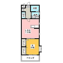 LELION中泉 1LDKの間取図画像