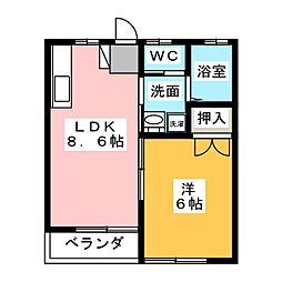 MP-8番館 1LDKの間取図画像