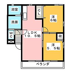 ファミーユB 2LDKの間取図画像