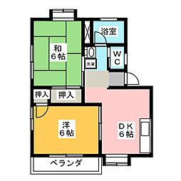 サンビーム仙水A 2DKの間取図画像
