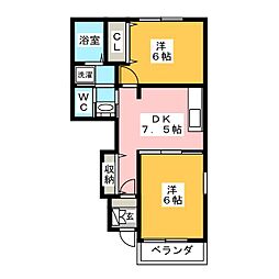 ナリッシュ・フロント 2DKの間取図画像