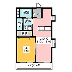 ぷりむろうず立野 1LDKの間取図画像