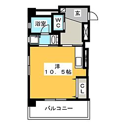 日商三島ビル 8階ワンルームの間取り