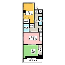 ユートピアハイツコジマ 2DKの間取図画像