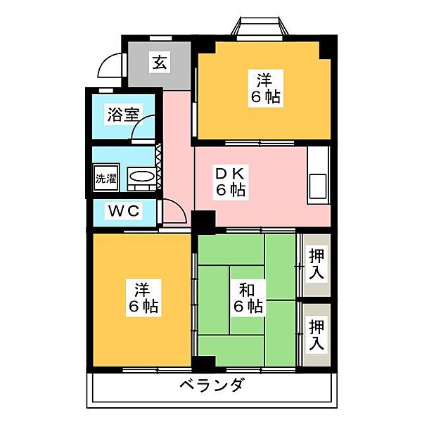 サンハイツ戸崎 ｜岐阜県岐阜市今嶺２丁目(賃貸マンション3DK・2階・51.59㎡)の写真 その2