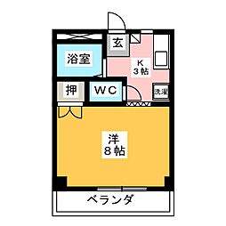 シャトルＩ 4階1Kの間取り