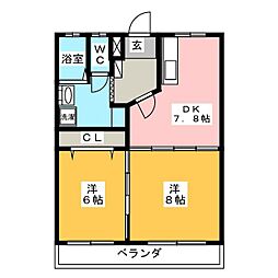 コーポラス山栄 2DKの間取図画像
