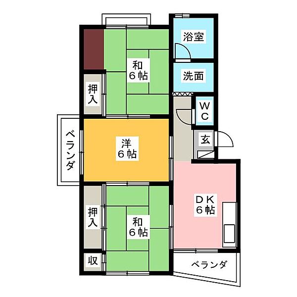 須賀第2ビル ｜岐阜県岐阜市須賀３丁目(賃貸マンション3DK・3階・59.35㎡)の写真 その2