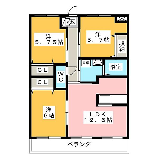 ヴィラ　フローレンス ｜岐阜県岐阜市薮田西１丁目(賃貸アパート3LDK・1階・65.34㎡)の写真 その2