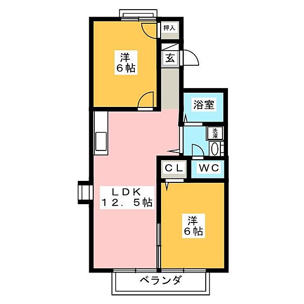 ルミエールＡＮＤＯ　Ｂ ｜岐阜県岐阜市今嶺１丁目(賃貸アパート2LDK・1階・48.03㎡)の写真 その2