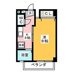 KENSINGTON 1Kの間取図画像