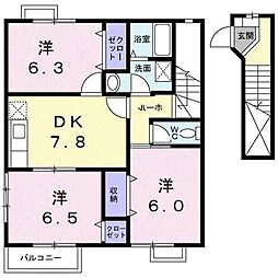 オーブリー中野 3DKの間取図画像