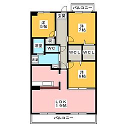 ハイツ南 7階3LDKの間取り