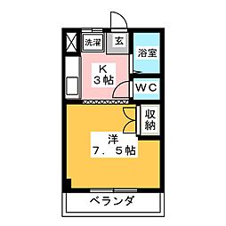 リアナ岐阜弐番館 2階1Kの間取り