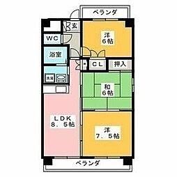 ラ・ミノール 3DKの間取図画像