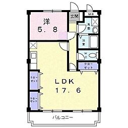 アンティエール 4階1LDKの間取り