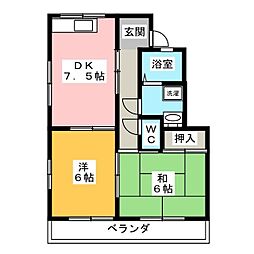 恵ハイツ南.2 2DKの間取図画像