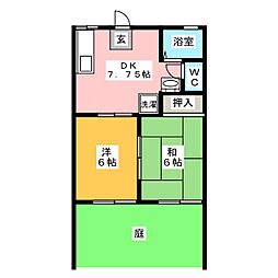 ロイヤル小塩2 2DKの間取図画像