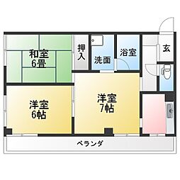 上島ビル 2Kの間取図画像