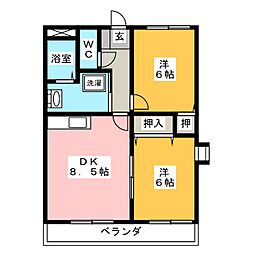 ハイツエクセル 2DKの間取図画像