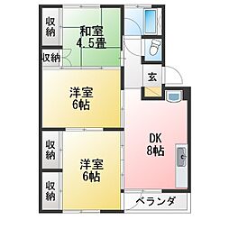 朝霧ビル 3DKの間取図画像