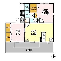 ベルセーヌ 2LDKの間取図画像