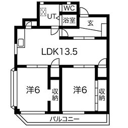 マンション島原 2LDKの間取図画像