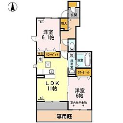 アンプティシャトン 2LDKの間取図画像