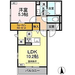 レセンテさくらII 1LDKの間取図画像