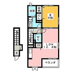 ウィステリア徳田 1LDKの間取図画像